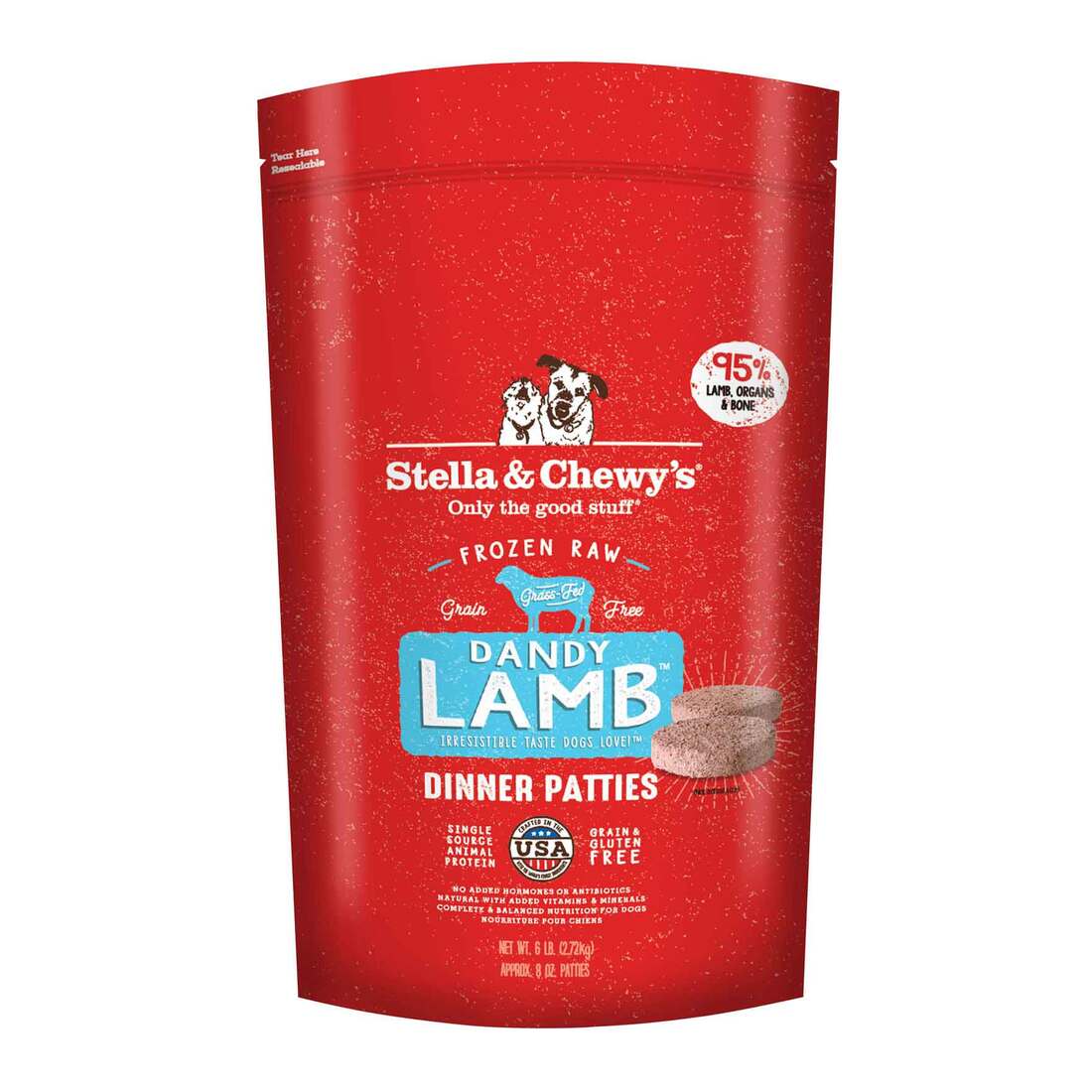 Stella & Chewy's Dog Frozen Raw, Dandy Lamb Dinner Patties 6 lbs