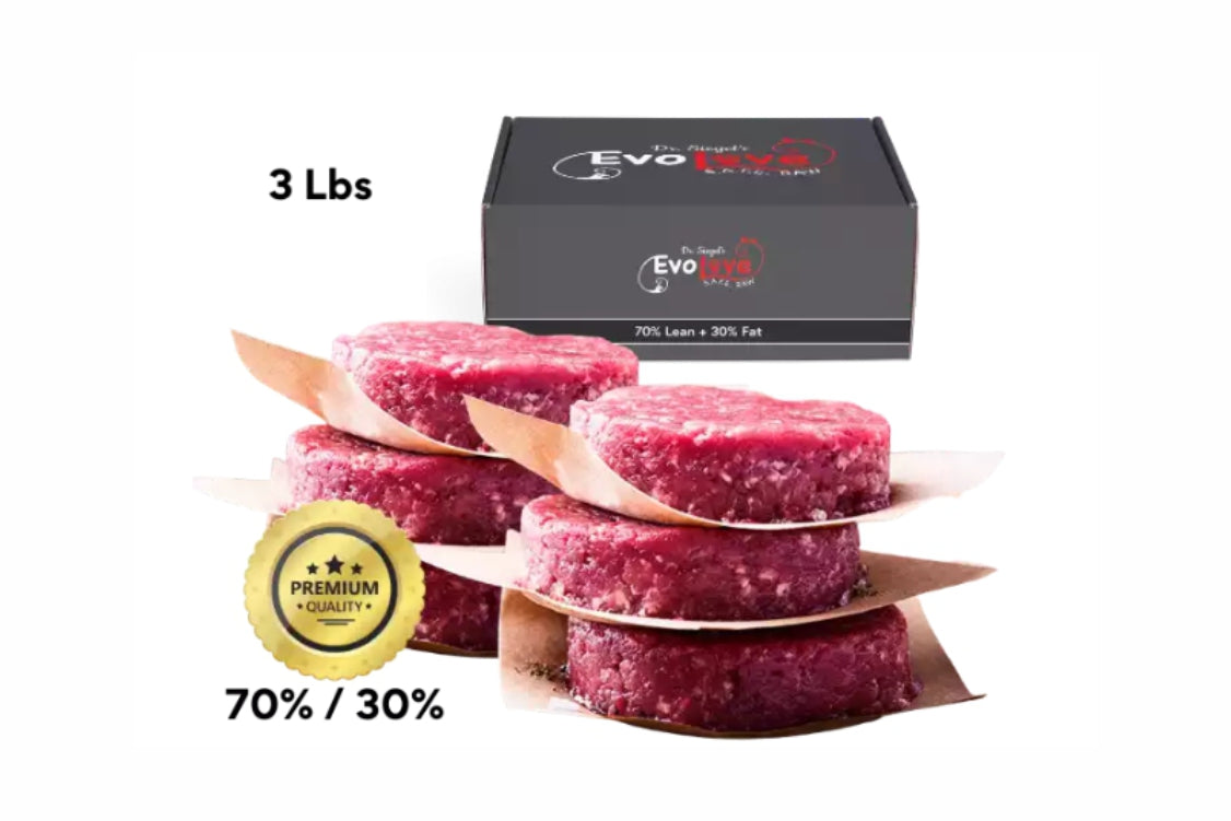 3 lbs - 16 (3 oz) Frozen Raw Sliders - 70/30 (Health Challenged Pets)