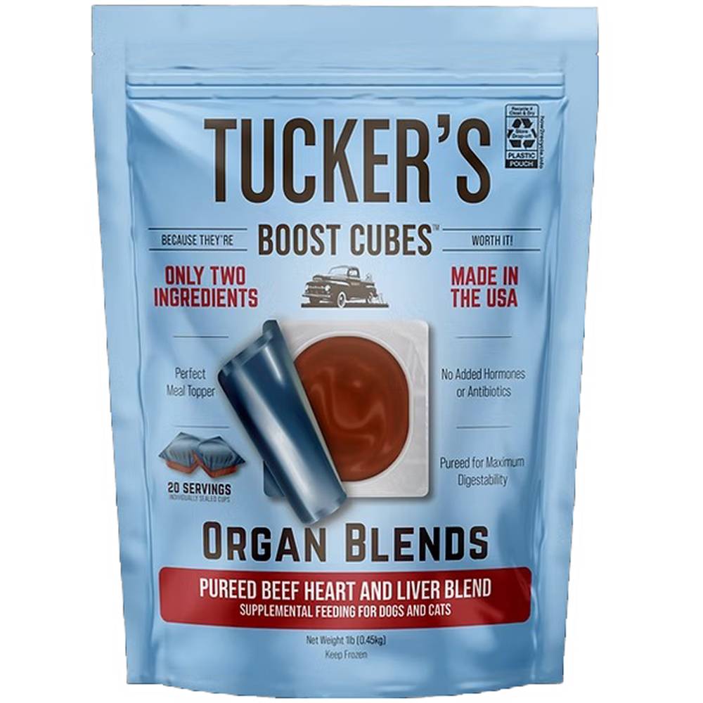 TUCKERS FROZEN RAW BOOST CUBES PUREED BEEF HEART AND LIVER BLEND 1 LB