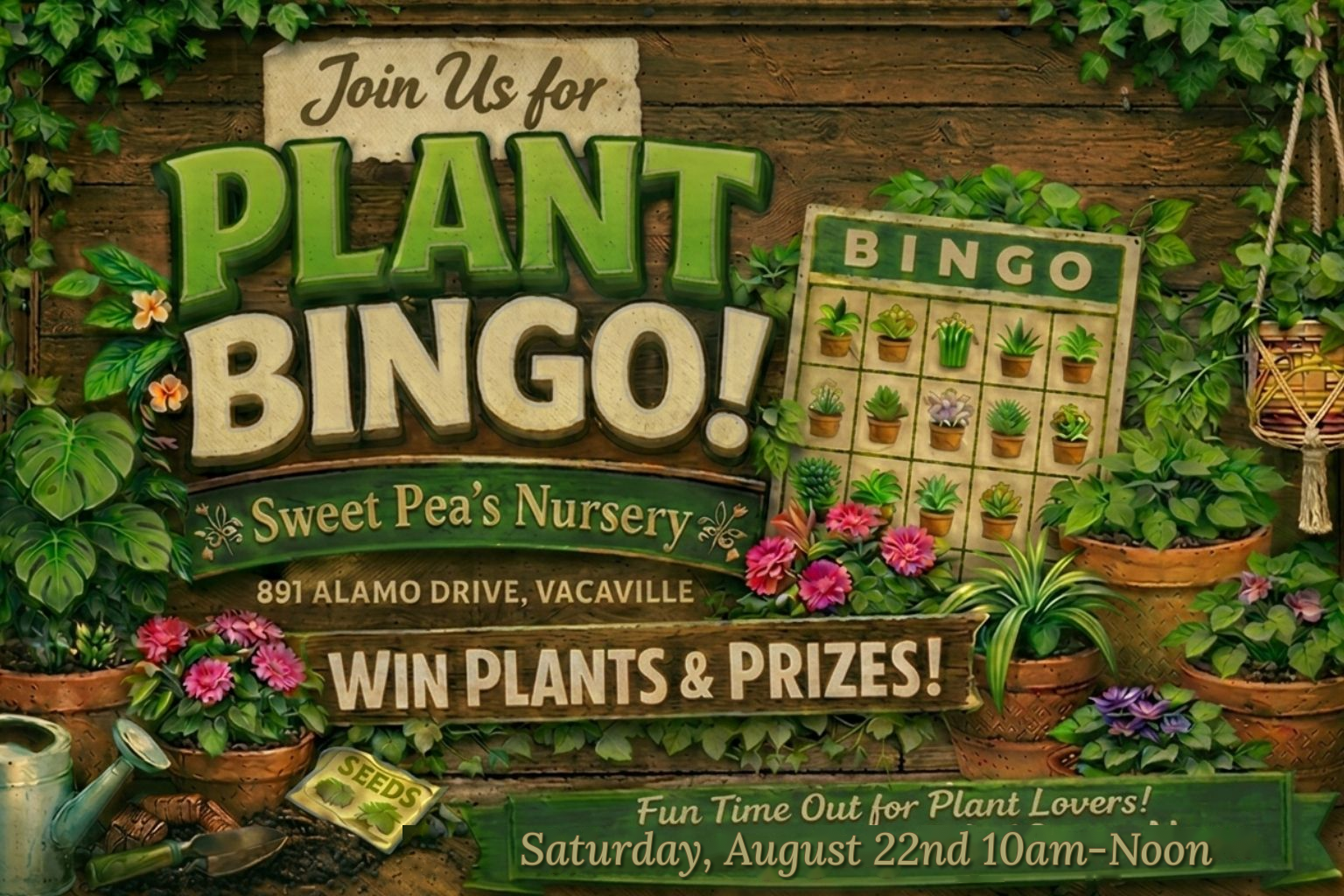 Sweet Peas Plant Bingo - August 22nd 10am-noon