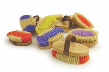 PonyExpress™ Soft Synthetic Fiber Show Grooming Brush with Colorful Fiber Patterns & Beige Web Strap 4 1/2" #EA4426