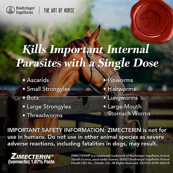 Zimecterin Ivermectin Dewormer Paste for Horses 1.87% 0.21oz