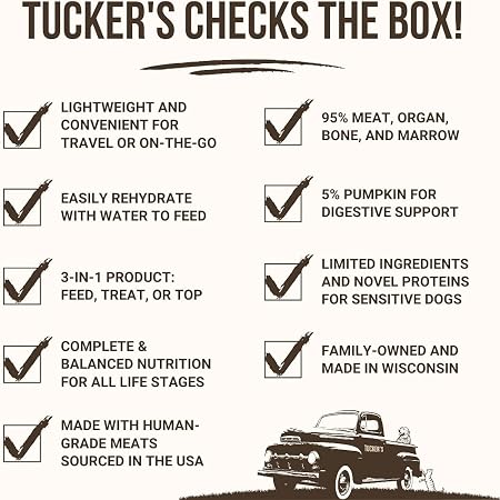 Tucker's Raw Freeze Dried Raw Dog Food, Pork, Bison & Pumpkin Formula 14 oz