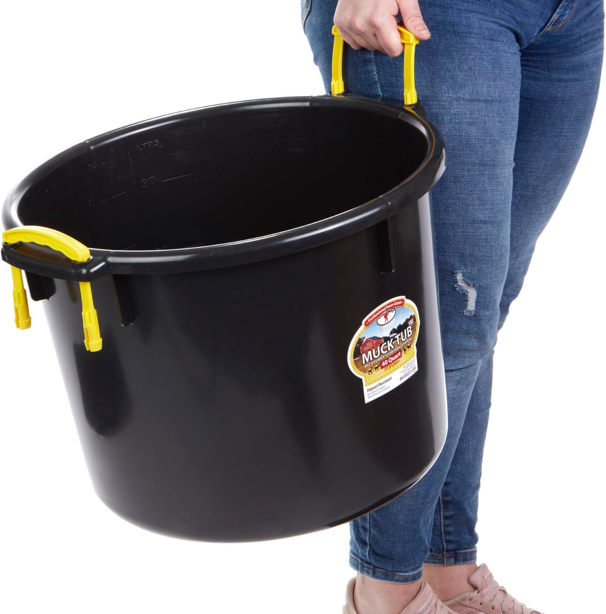 Little Giant Plastic Durable & Versatile Muck Tub with Handles Black 40qt