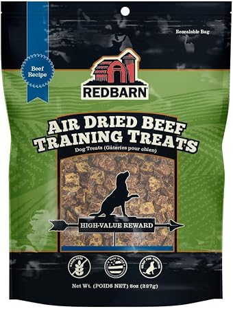 Redbarn Natural Air Dried Beef Training Treats for Puppies & Dogs – Grain-Free Single Protein 8oz