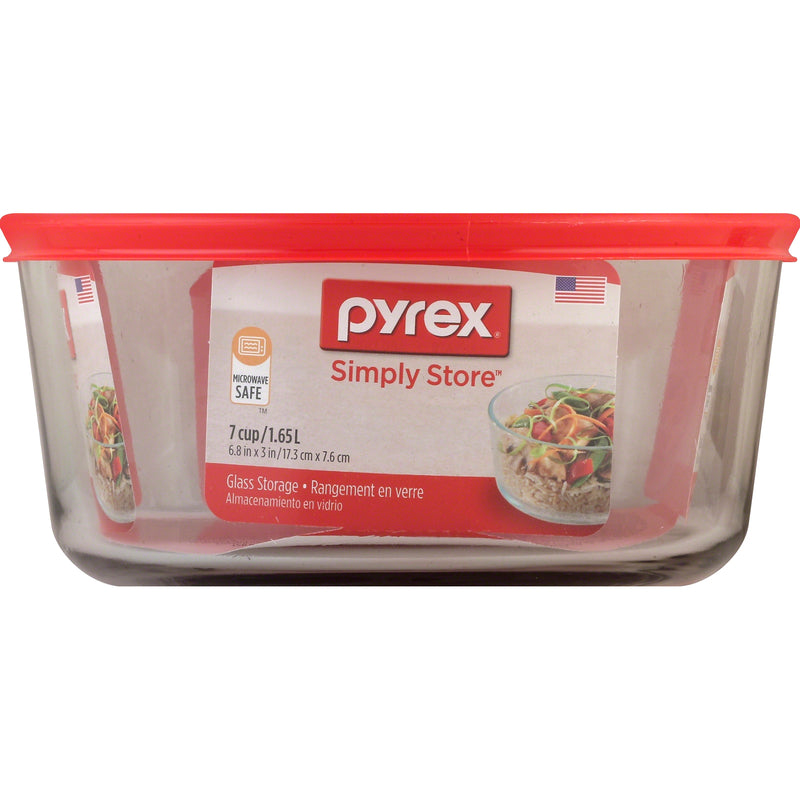 PYREX ROUND W/LID RED 7 Cup