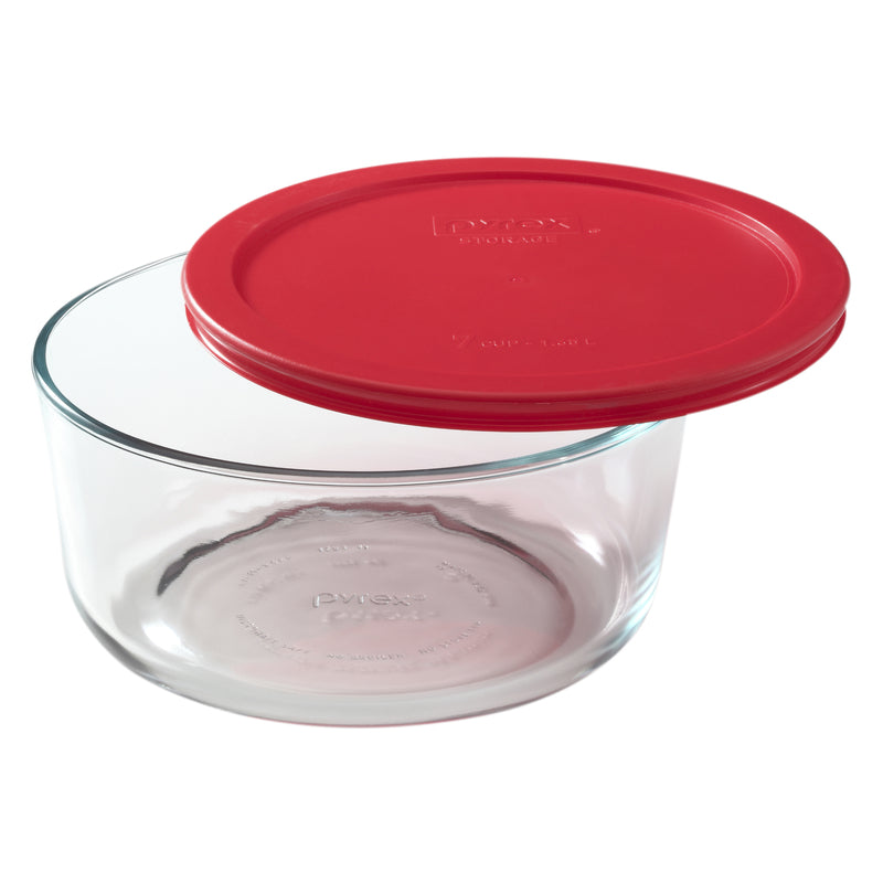 PYREX ROUND W/LID RED 7 Cup