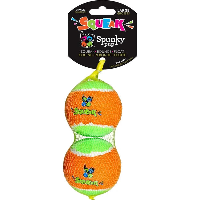 SQUEAKY TENNIS BALLS 2-PACK LG