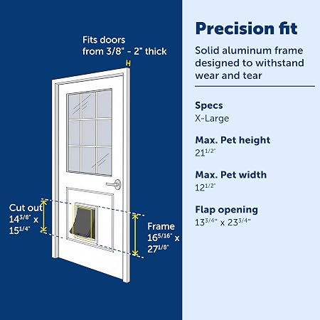 PetSafe Freedom Aluminum Pet Door with White Frame XL