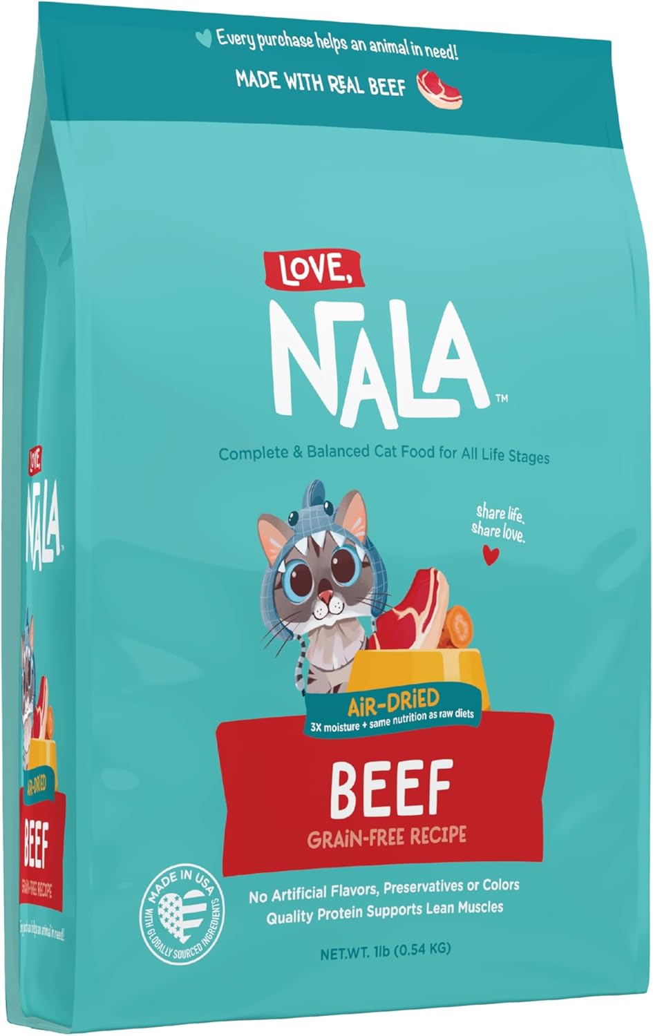 NALA BEEF AIR DRIED CAT FOOD 1LB