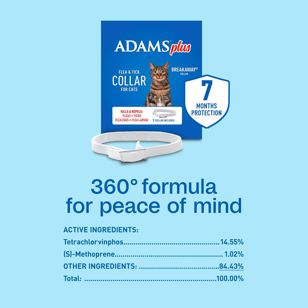 Adams Plus Flea & Tick Collar for Cats Adjustable 1ct