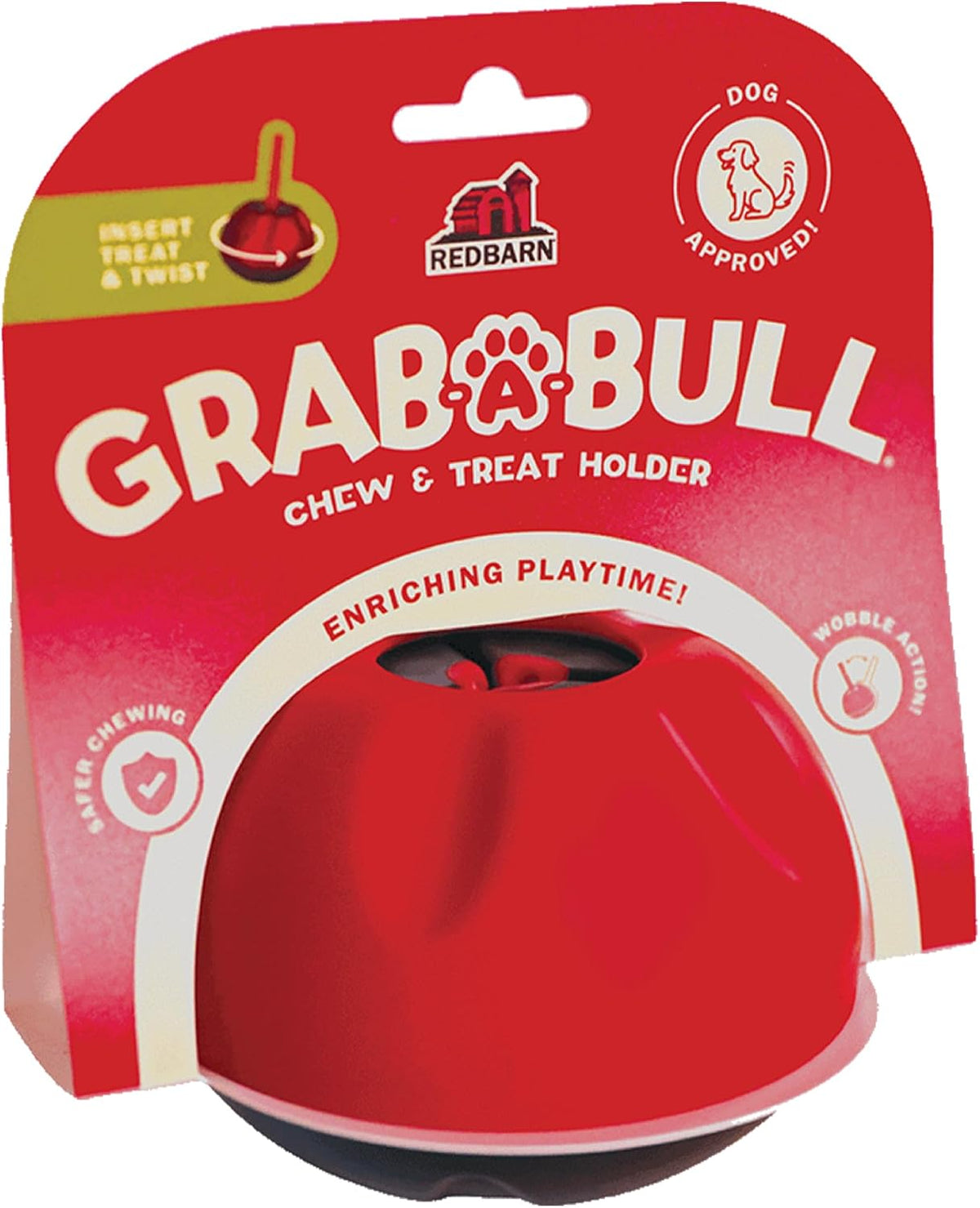 Redbarn Grab-a-Bull Chew & Bully Stick Holder & Wobbler Toy for Dogs
