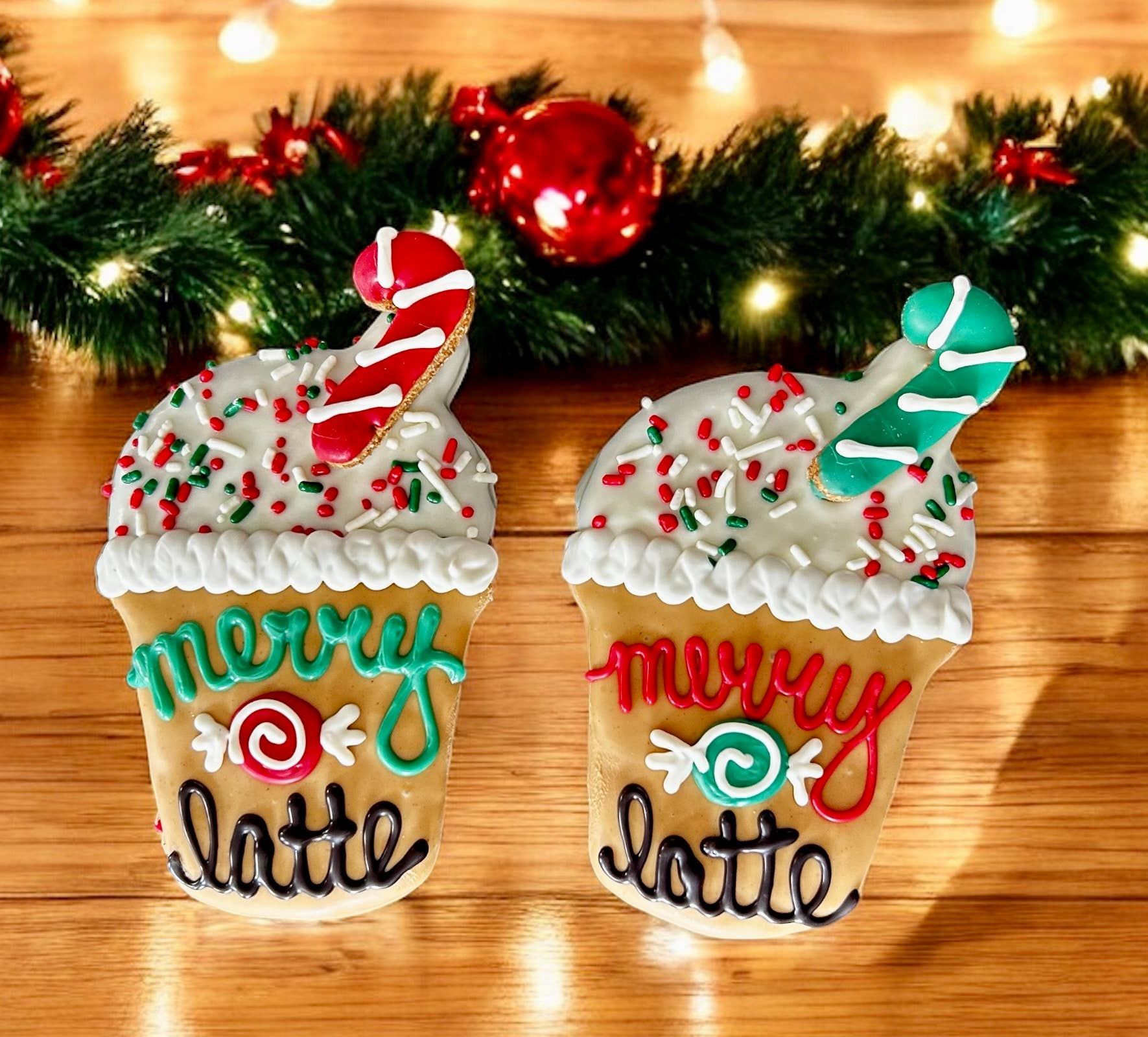 Iced Merry Mint Christmas Latte dog treats