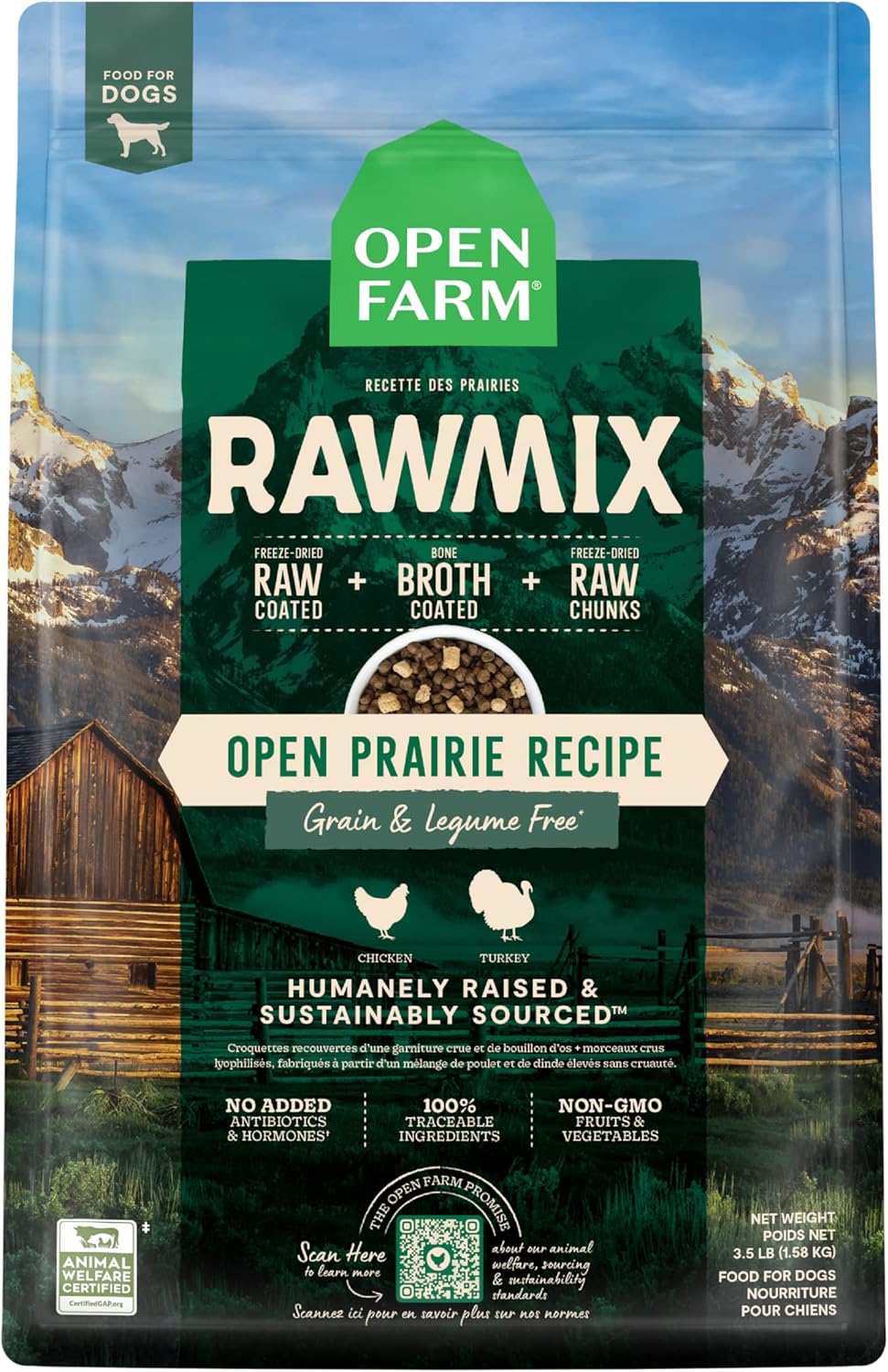 OPEN FARM GRAIN FREE RAWMIX OPEN PRAIRIE 3.5LB