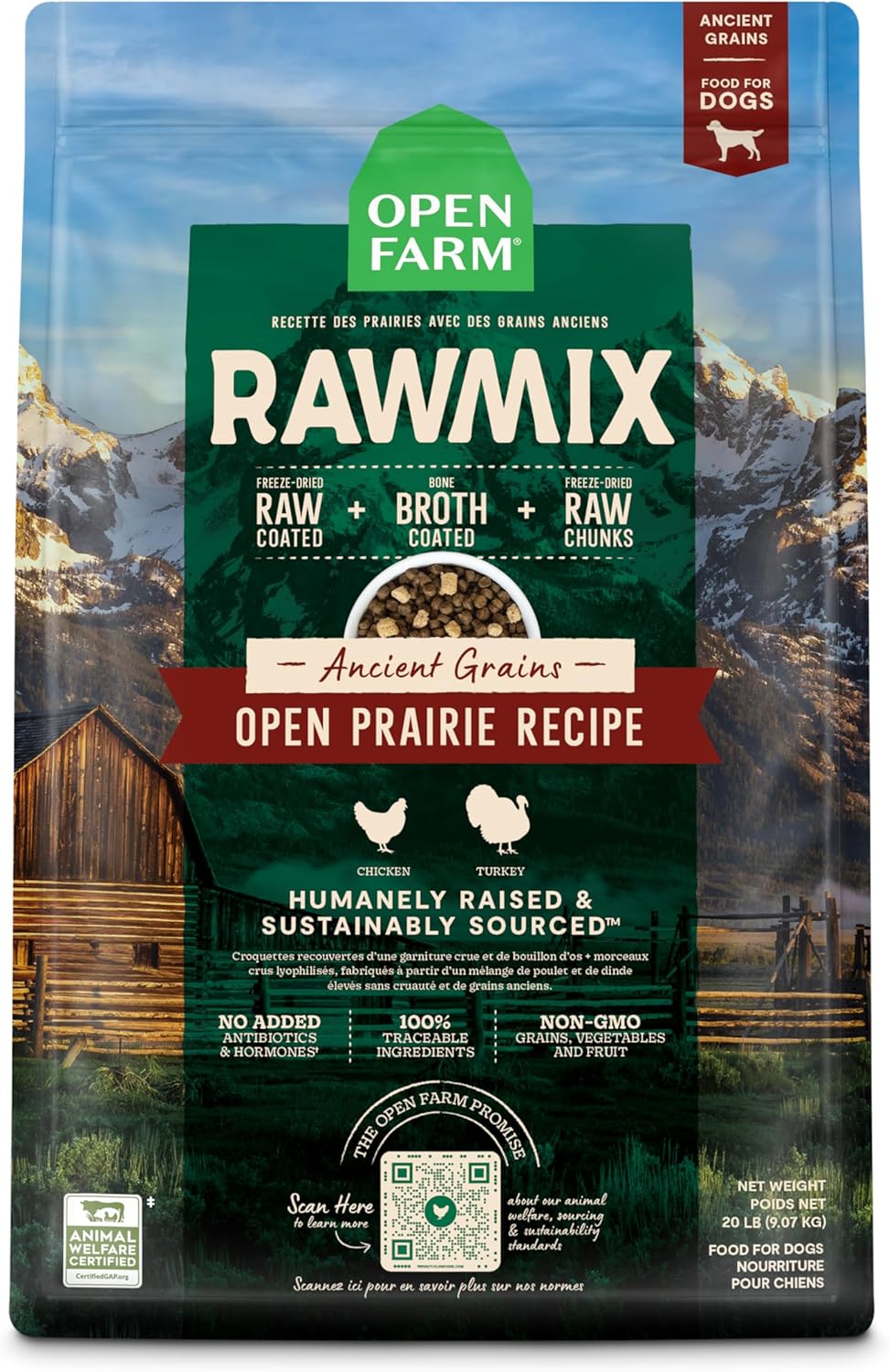 OPEN FARM ANCIENT RAWMIX OPEN PRAIRIE 20LB