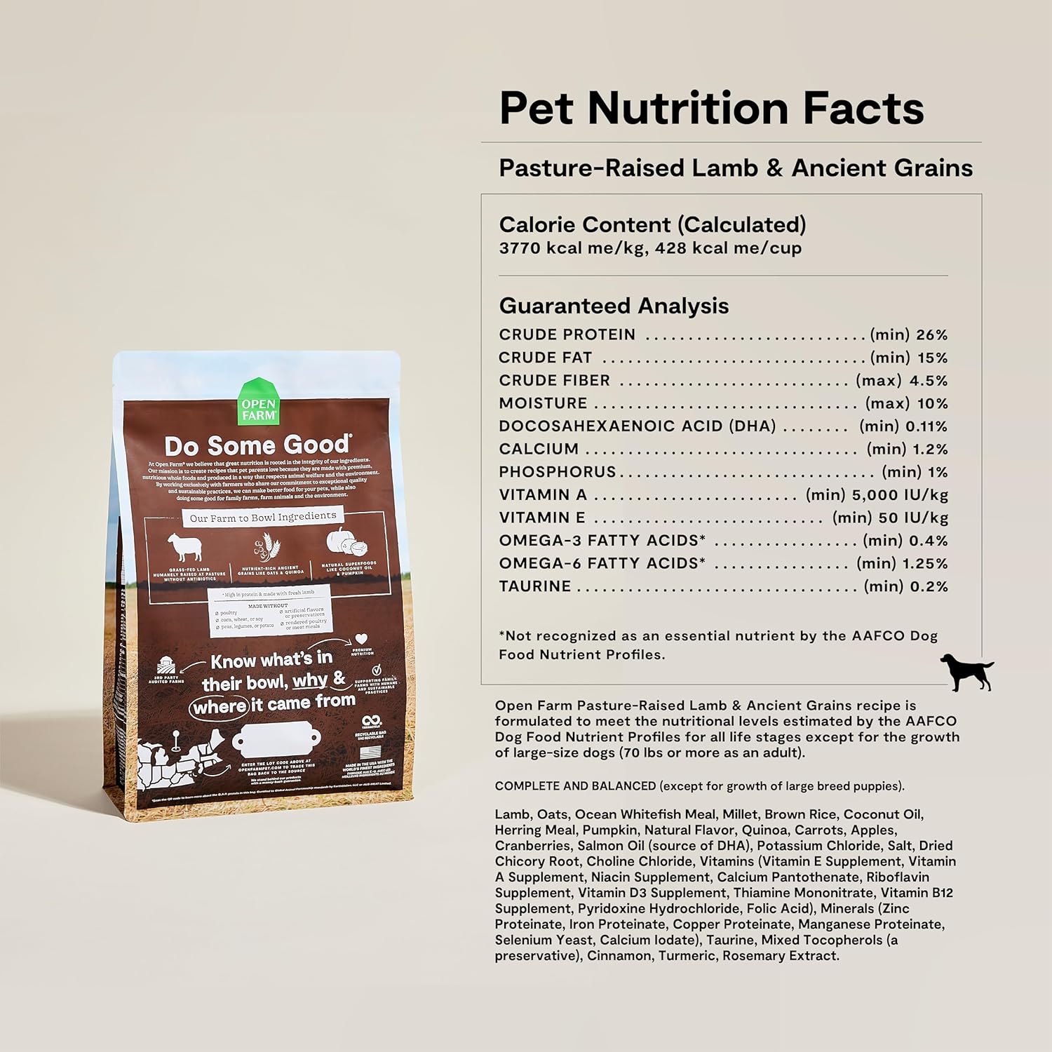 OPEN FARM ANCIENT GRAINS DOG PASTURE RAISED LAMB 4LB
