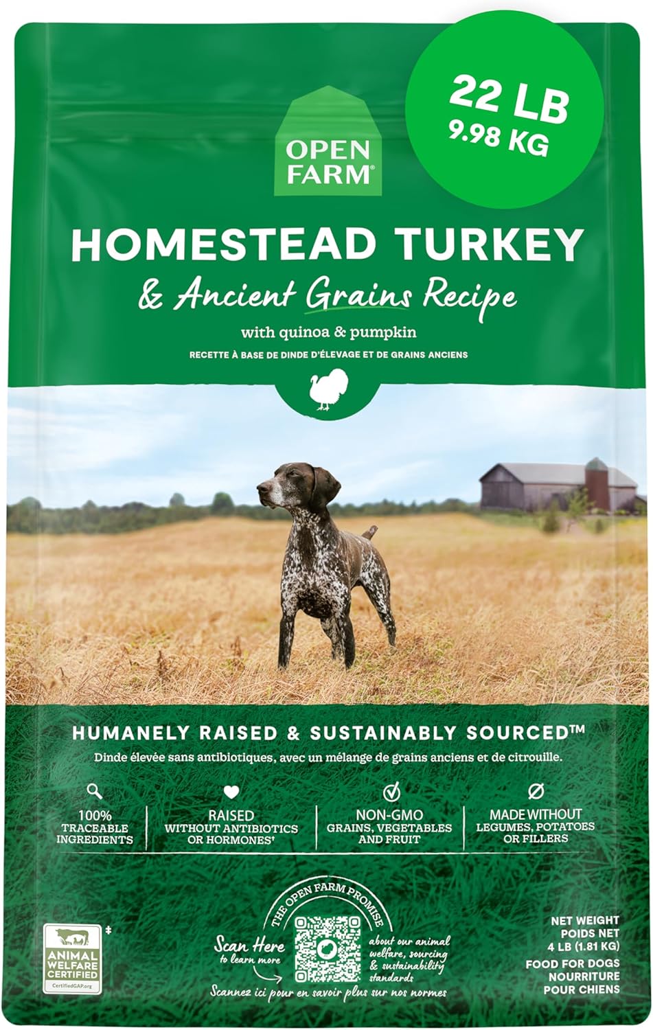 OPEN FARM DOG TURKEY AG 22LB