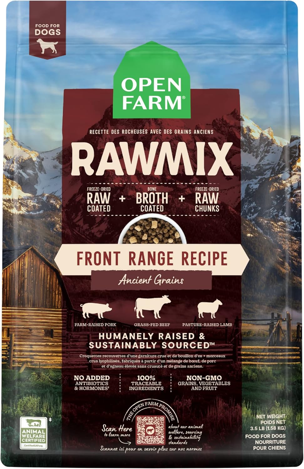 OPEN FARM ANCIENT GRAIN RAWMIX FRONT RANGE 3.5LB