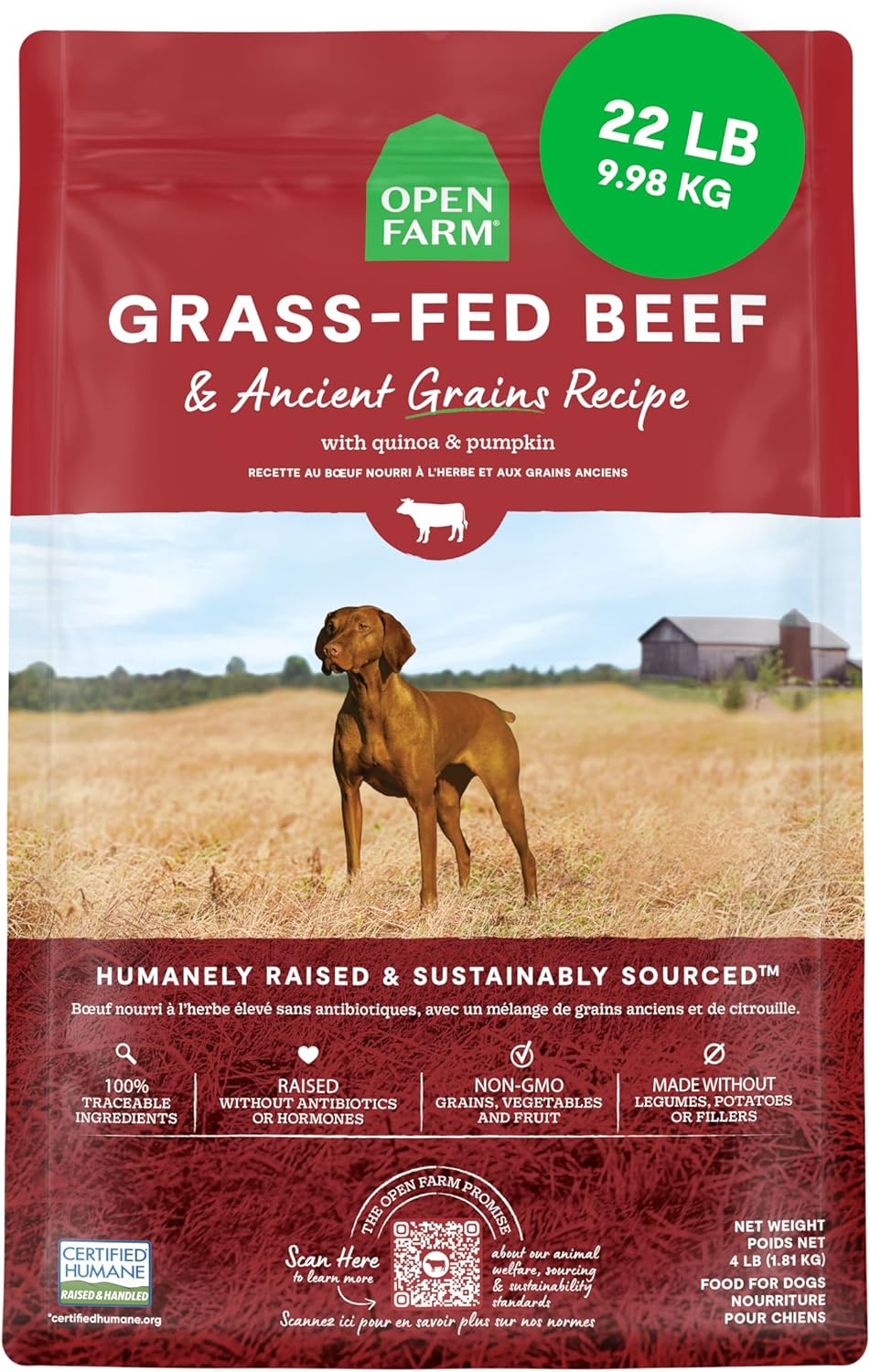 OPEN FARM DOG BEEF AG 22LB