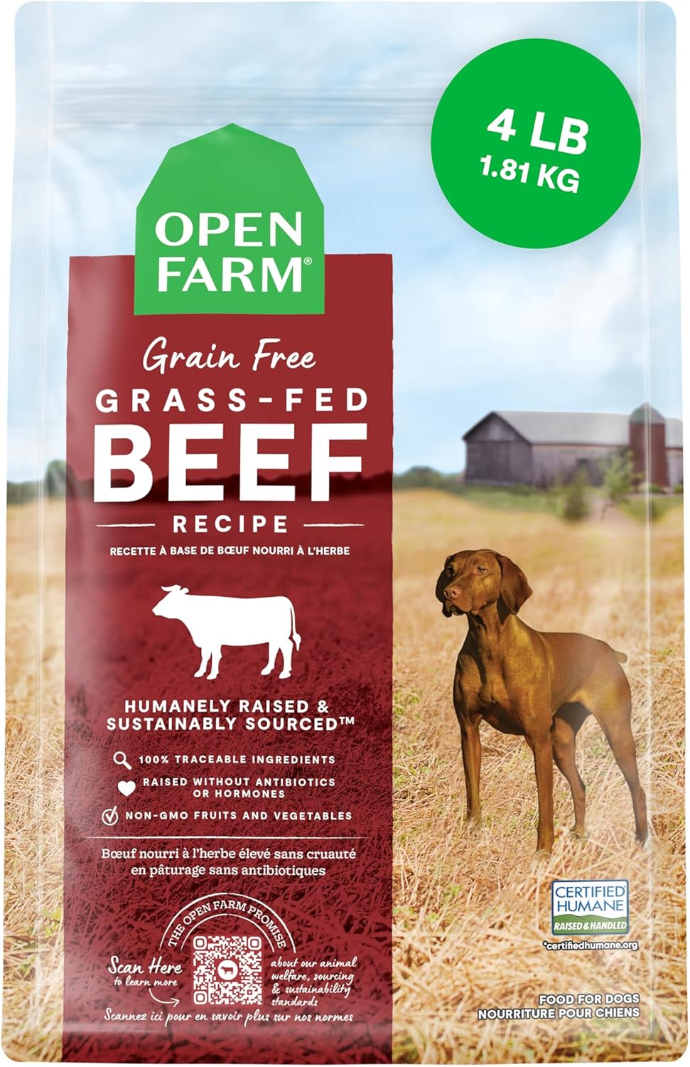 OPEN FARM GRAIN FREE DOG GRASS-FED BEEF 4LB