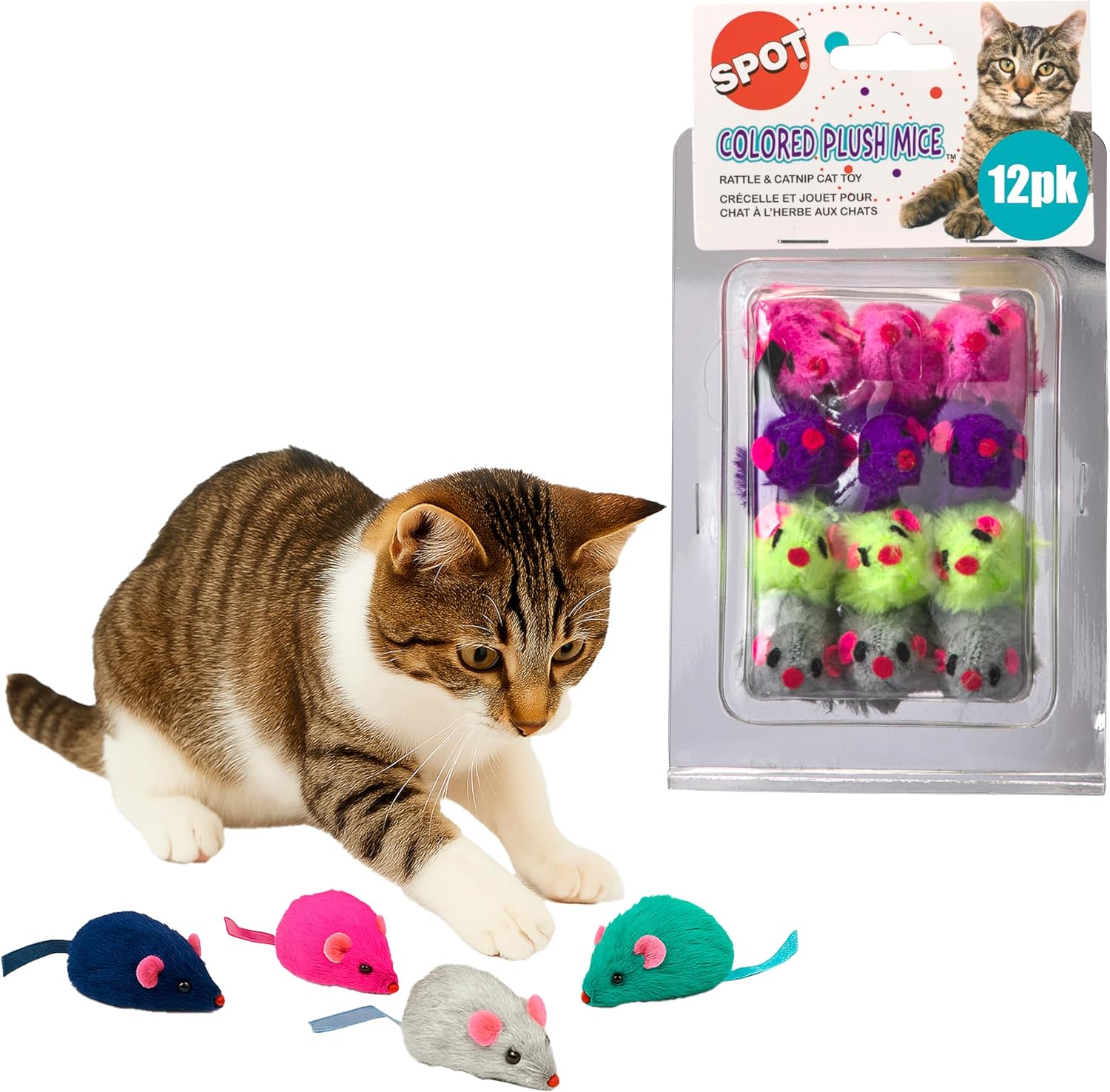 Plush Mice Rattle & Catnip 12c