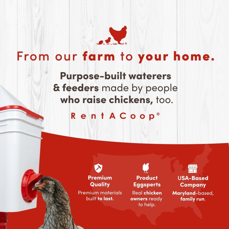 RentACoop 25lb BPA-Free Chicken Feeder with 4 Large Ports and Adjustable Stand - Center Placement
