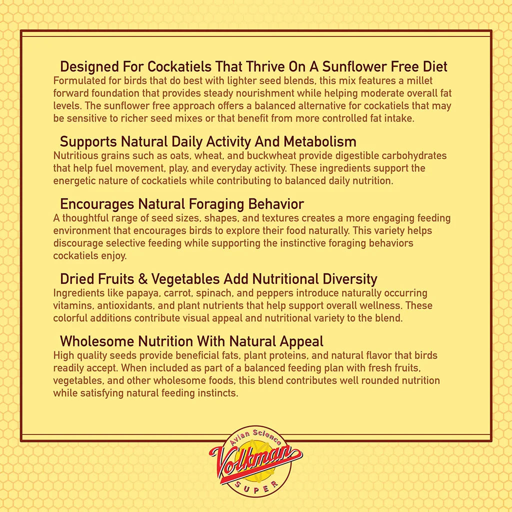 Volkman Avian Science Super Cockatiel No Sunflower 4#
