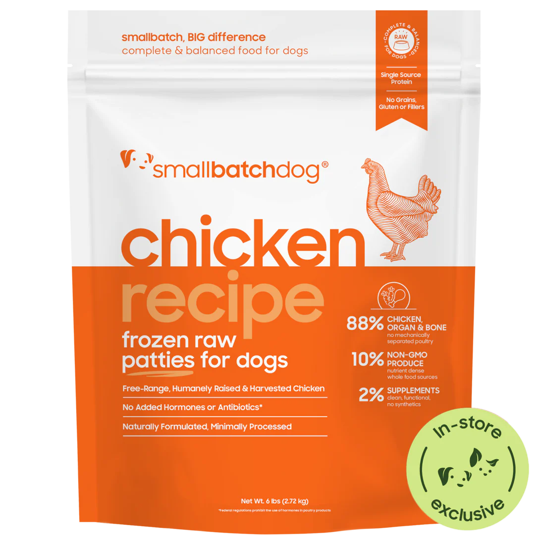 Smallbatch Frozen Raw Chicken Patties for Dogs 6lb