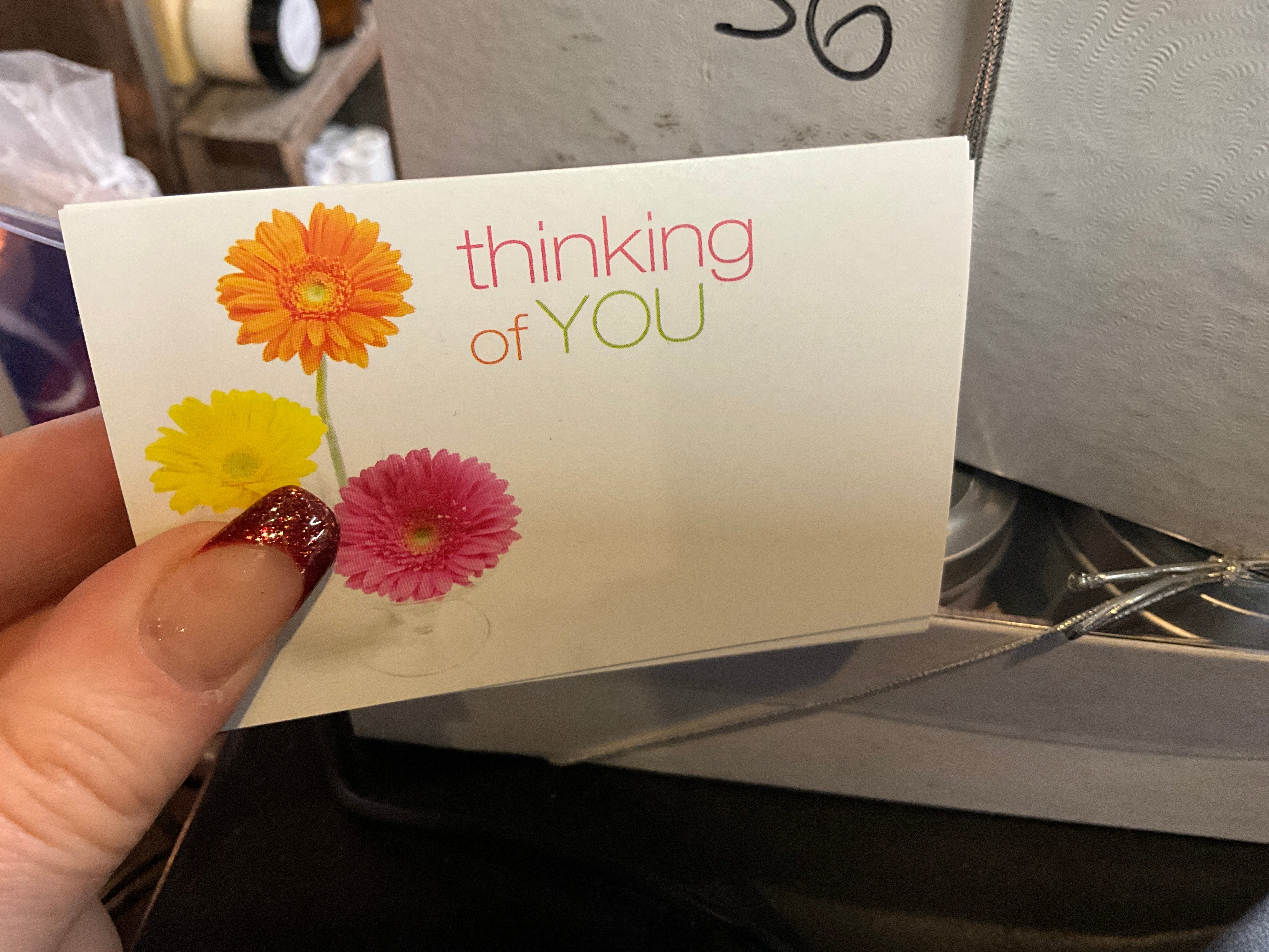 Thinking of You w/ Flowers - Arrangement Card