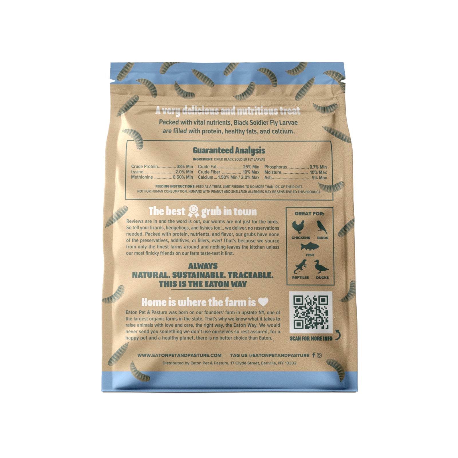 Premium Grubs, USA Grown Dried Black Soldier Fly Larvae, High Calcium Treat for Chickens, Ducks, Wild Birds
