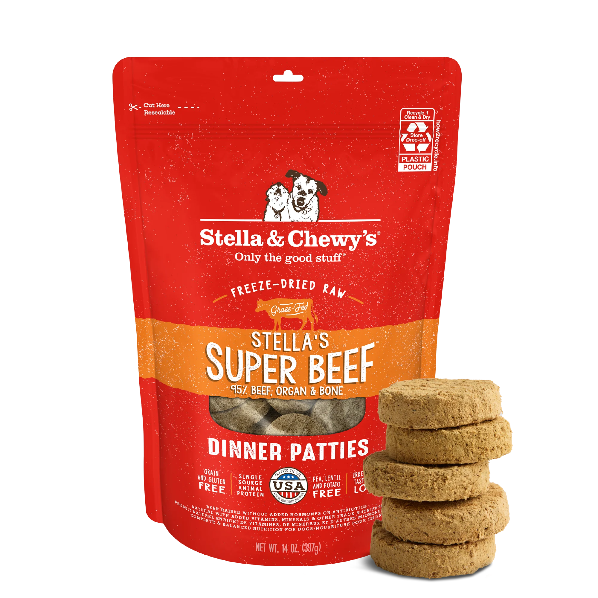 Stella & Chewy's Super Beef Freeze-Dried Patties for Dogs 15oz