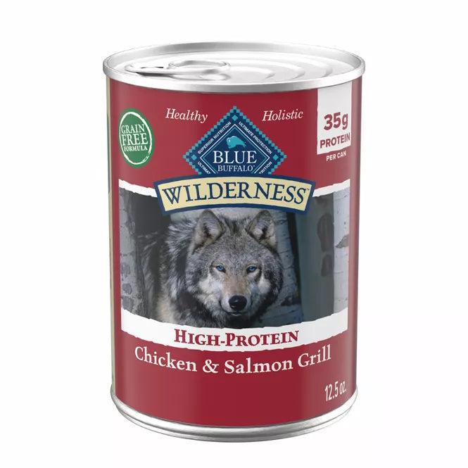Blue Buffalo Wilderness High Protein Salmon & Chicken Canned Dog Food 12.5oz