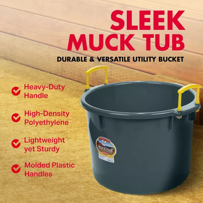 Little Giant Durable & Versatile Utility Muck Tub with Handles Green 40qt