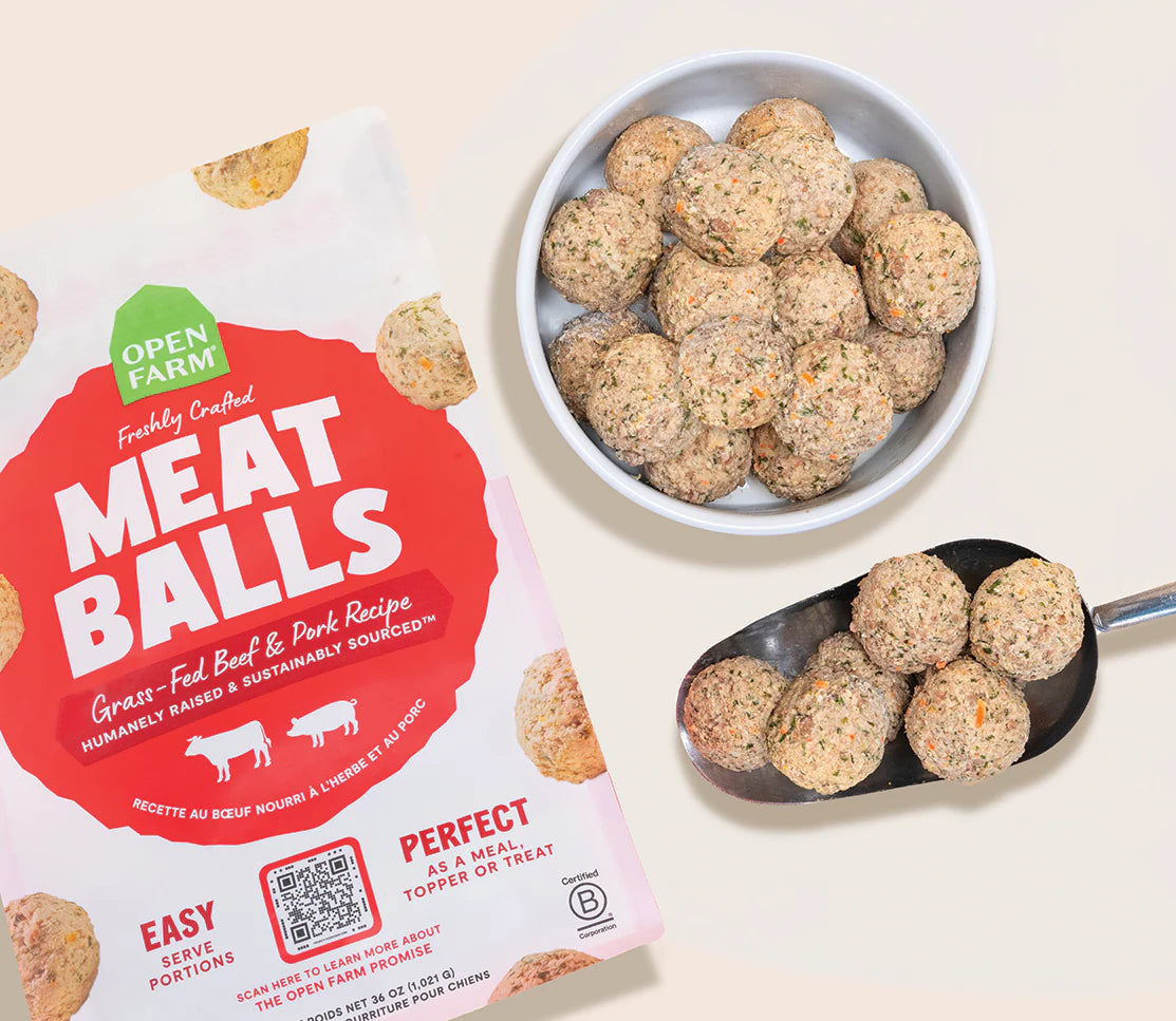 OPEN FARM Grass-Fed Beef & Pork Freshly Crafted Meatballs for Dogs 3LB