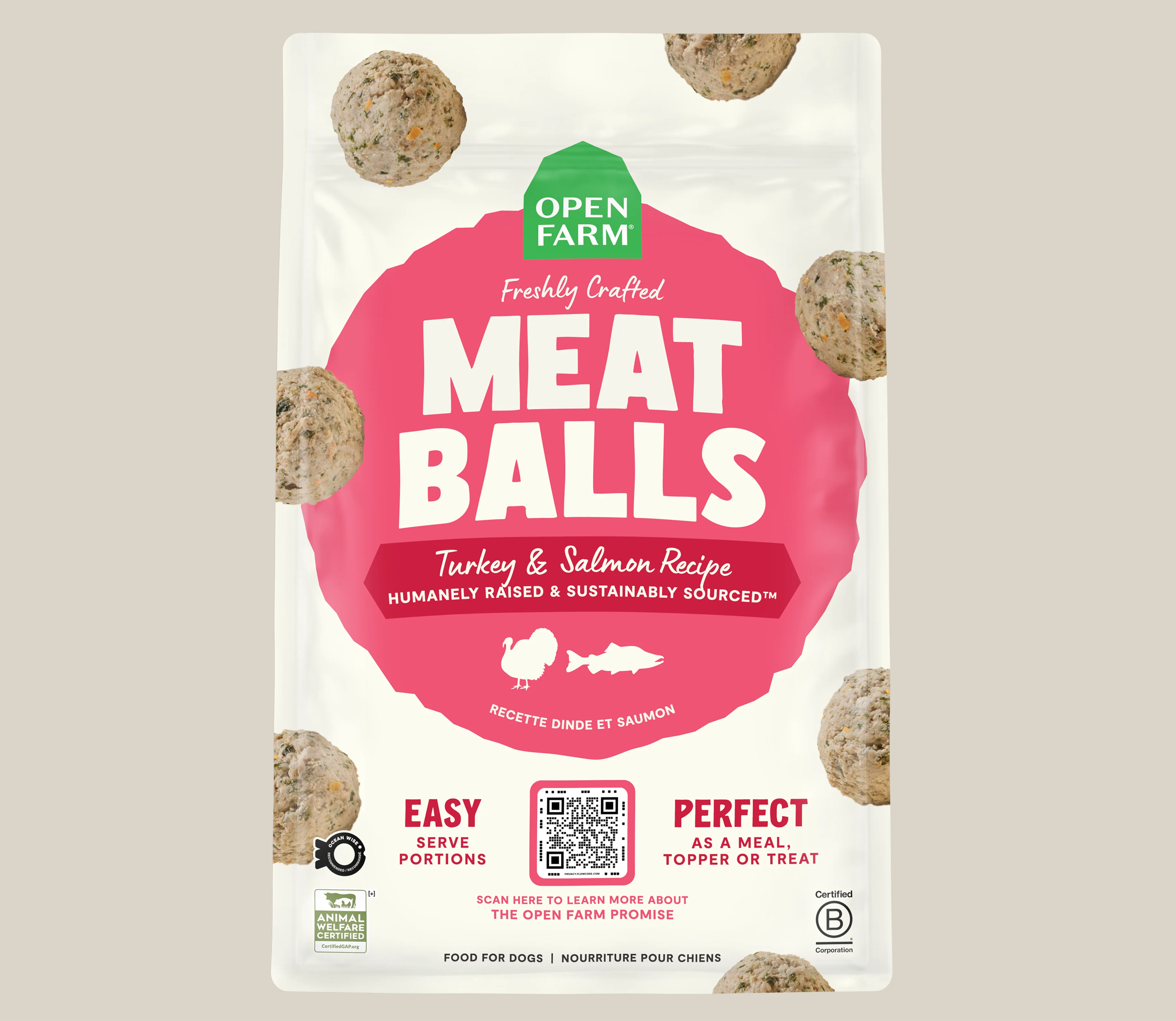 OPEN FARM Turkey & Salmon Freshly Crafted Meatballs for Dogs 3LB