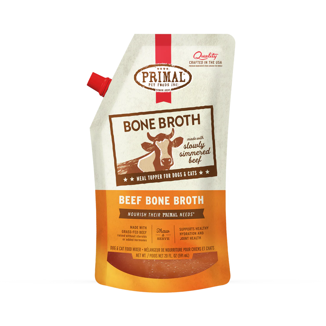 Primal Beef Bone Broth for Dogs & Cats 20oz