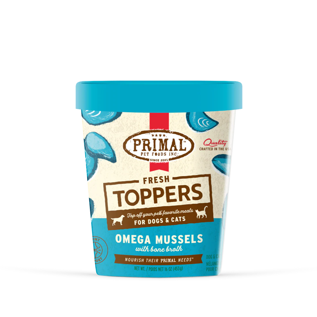 Primal Fresh Topper Omega Mussels Recipe for Dogs and Cats 16oz
