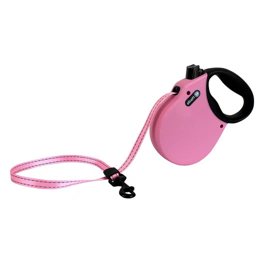 Alcott Adventures Retractable Reflective Leash Medium Pink