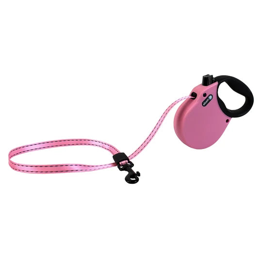 Alcott Adventures Retractable Reflective Leash XSmall Pink