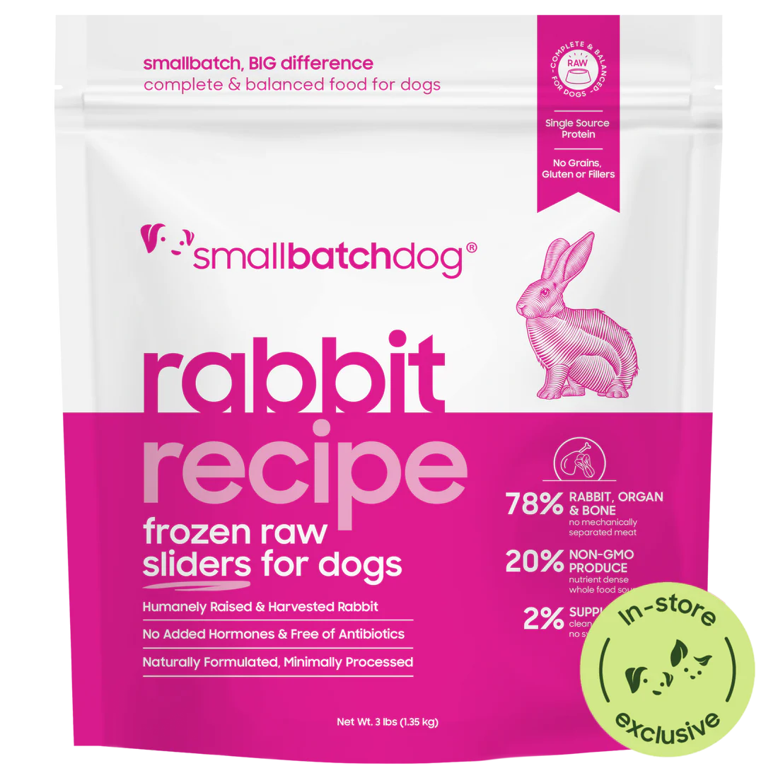 Smallbatch Frozen Raw Rabbit Sliders for Dogs 3lb