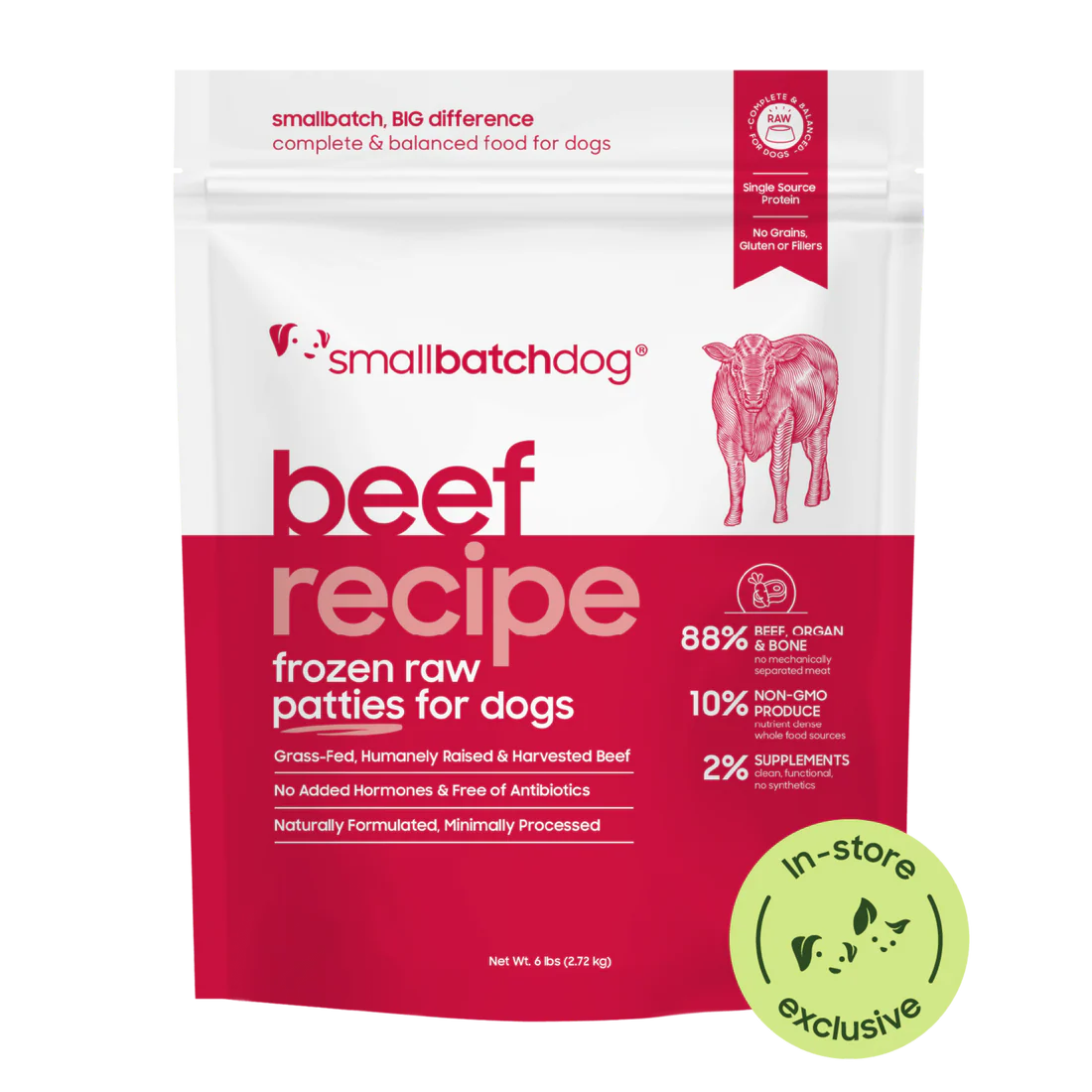 Smallbatch Frozen Raw Beef Patties for Dogs 6lb