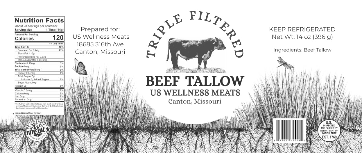 Premium Beef Tallow (Triple Filtered) - 4 pk (14 oz jars) - Ships Separately