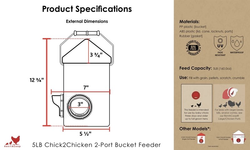 5lb Chick2Chicken BPA-Free 1-Port Chicken Feeder