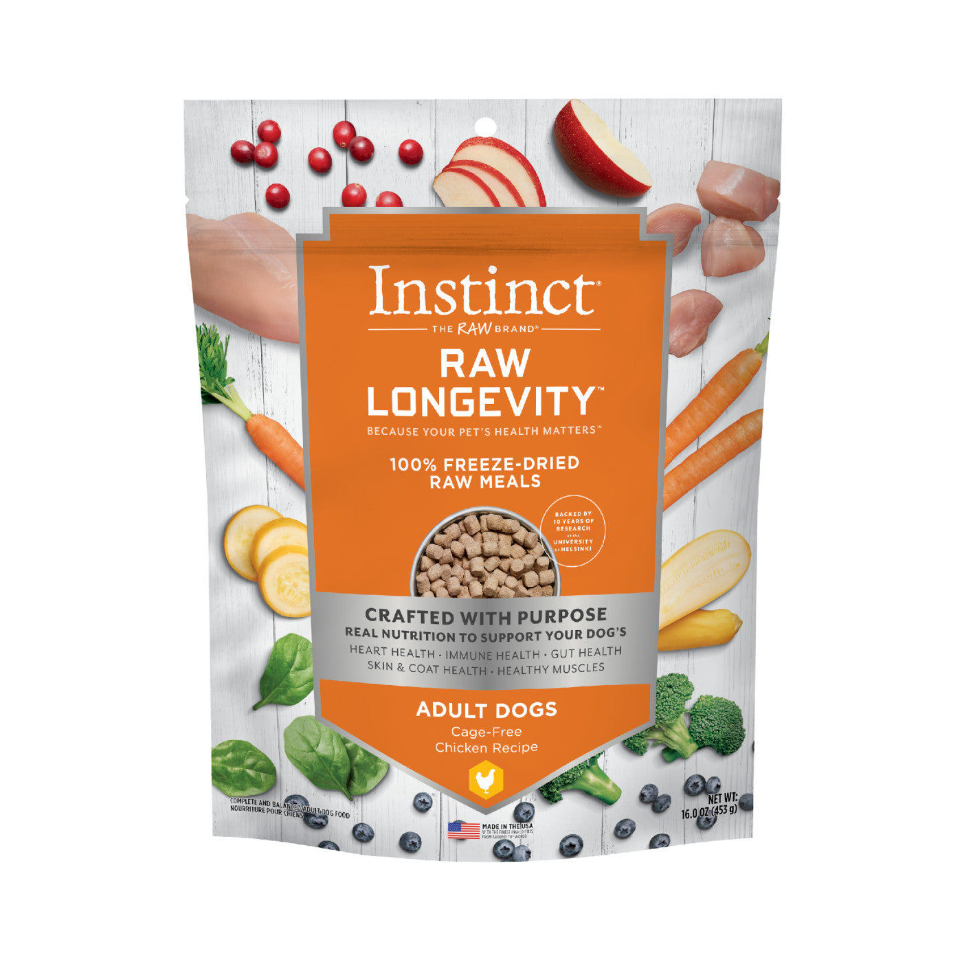 Instinct Raw Longevity 100% Freeze-Dried Raw Meals Cage-Free Chicken Recipe 9.5 oz