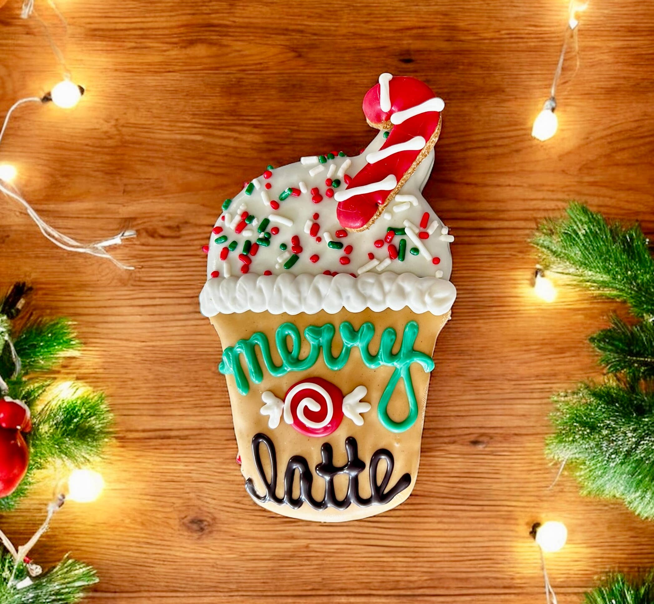 Iced Merry Mint Christmas Latte dog treats
