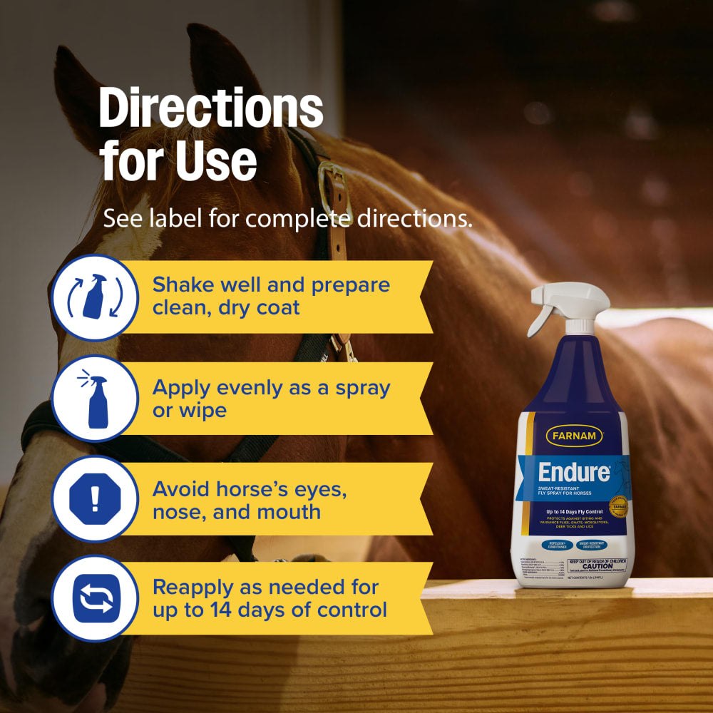 Farnam Endure Sweat-Resistant Fly Spray for Horses 32oz