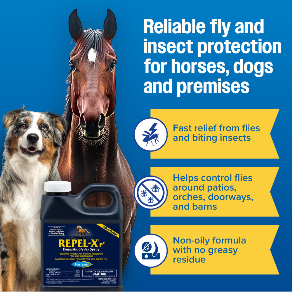 Farnam Repel-X pe Emulsifiable Equine Fly Spray Concentrate 32oz