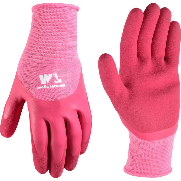 Wells Lamont Women's Indoor/Outdoor Latex Grip Gloves Pink Small 1 pair