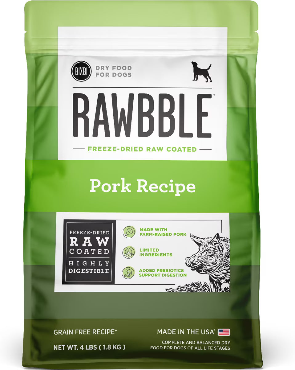 BIXBI RAWBBLE Fresh Pork Recipe Limited Ingredient Grain-Free Dry Dog Food 4lb