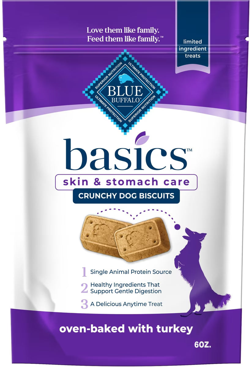 Blue Buffalo Basics Skin & Stomach Care Turkey & Potato Recipe Dog Biscuits 6oz